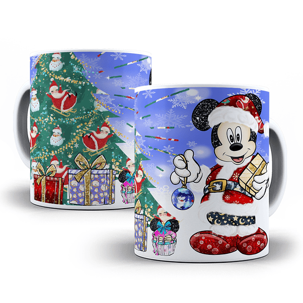 10 Artes Caneca Natal Turma do Mickey Aquarela Sublimação em Corel Draw + Jpg 3