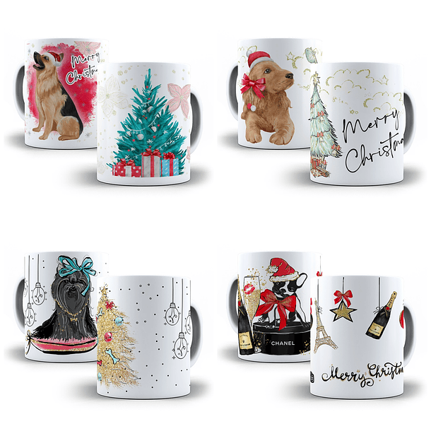 30 Artes para Caneca e Camisa Natal Pets em Corel Draw 2