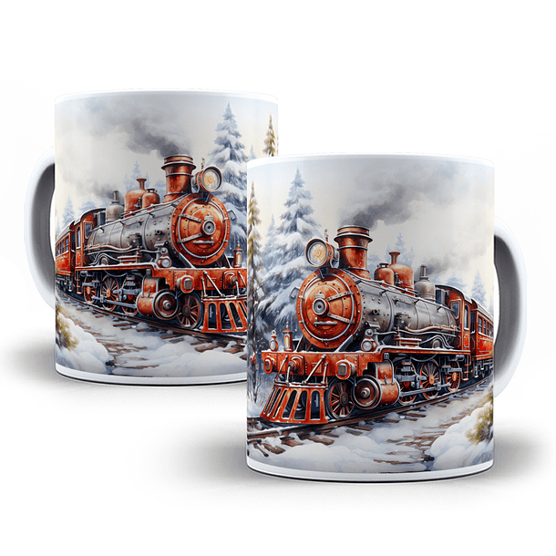 12 Artes para Caneca Trem Natalino 3d Arquivo em Jpg  7