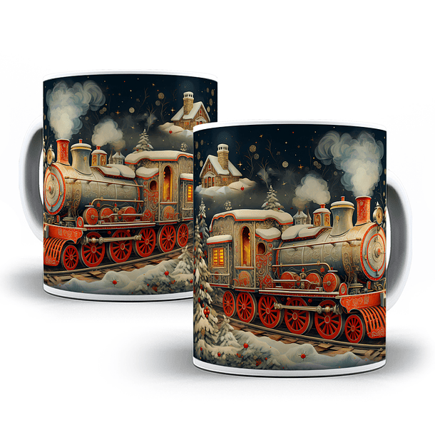 12 Artes para Caneca Trem Natalino 3d Arquivo em Jpg  9