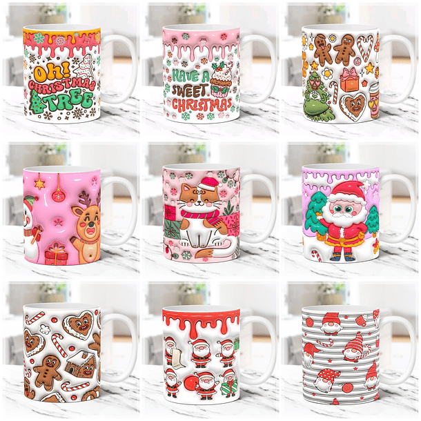 31 Artes para Caneca Natal Inflados 3D Arquivo em Jpg  2