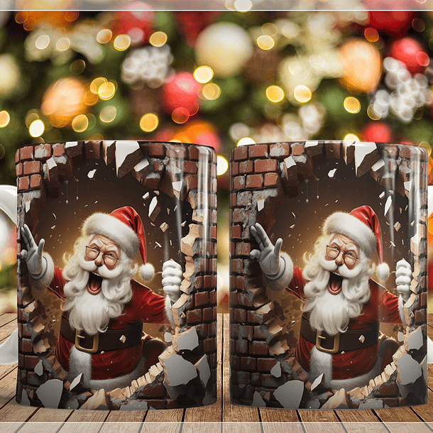 34 Artes para Caneca Natal Papai Noel 3D Arquivo em Jpg   1