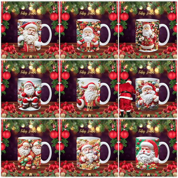 97 Artes para Caneca Natalina Papai Noel e Outros 3d Arquivo em Jpg  1