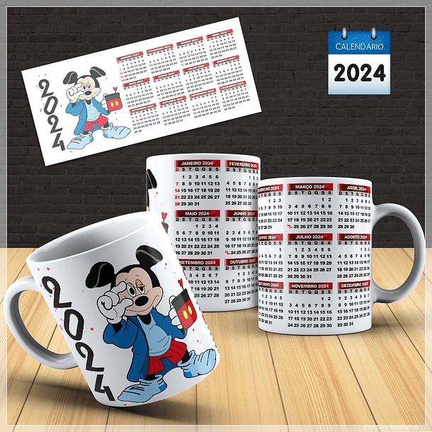 30 Artes para Caneca Calendário Temas Diversos 2024 Arquivo em Photoshop 7