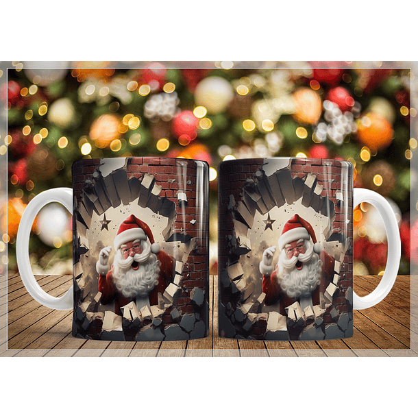 34 Artes para Caneca Natal Papai Noel 3D Arquivo em Jpg   7