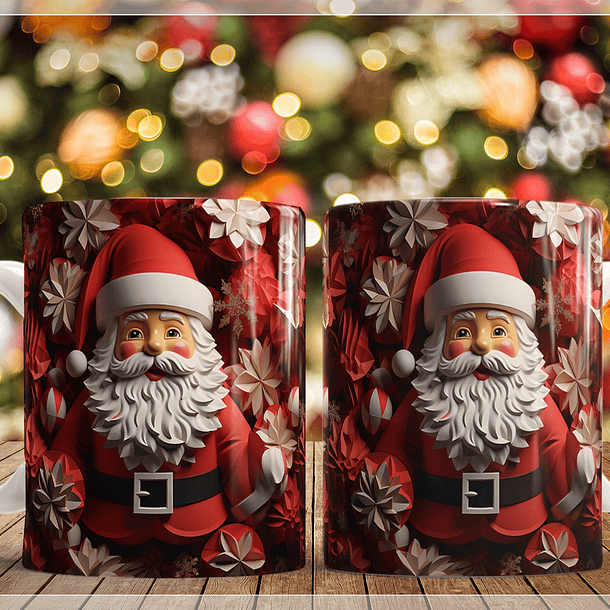 34 Artes para Caneca Natal Papai Noel 3D Arquivo em Jpg   10