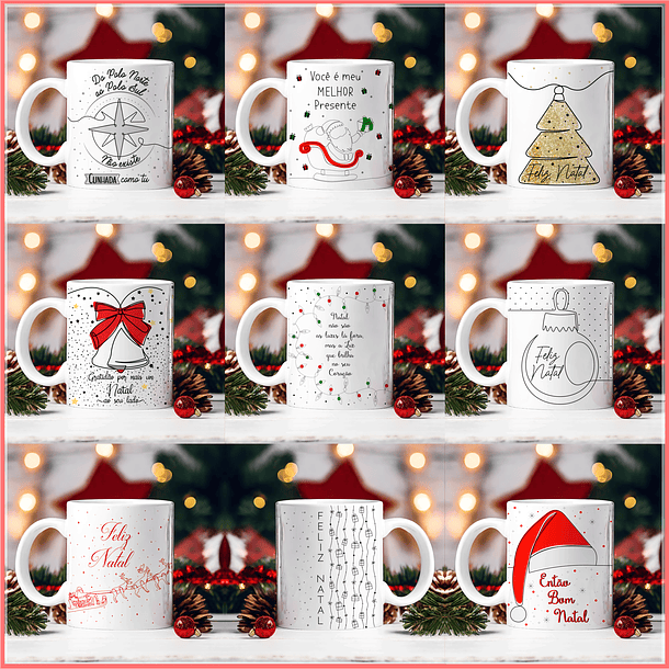 30 Artes para Caneca Natal em Linhas Arquivo em Jpg 1