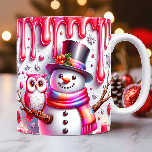 30 Artes para Caneca Bonecos de Neve Inflados 3D Arquivo em Jpg  10