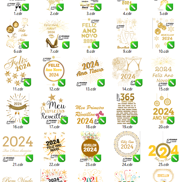 100 Arquivos em Vetor Ano Novo 2024 em CorelDraw 2