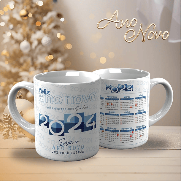 18 Artes para Caneca Calendário Ano Novo 2024 Arquivo Editável  7