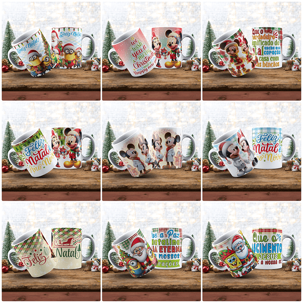 37 Artes para Caneca Natal Personagens Arquivo em Jpg 4