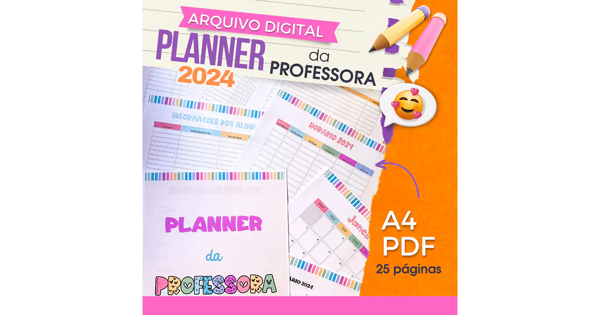 Arquivo Planner Professora A4 2024 em Pdf