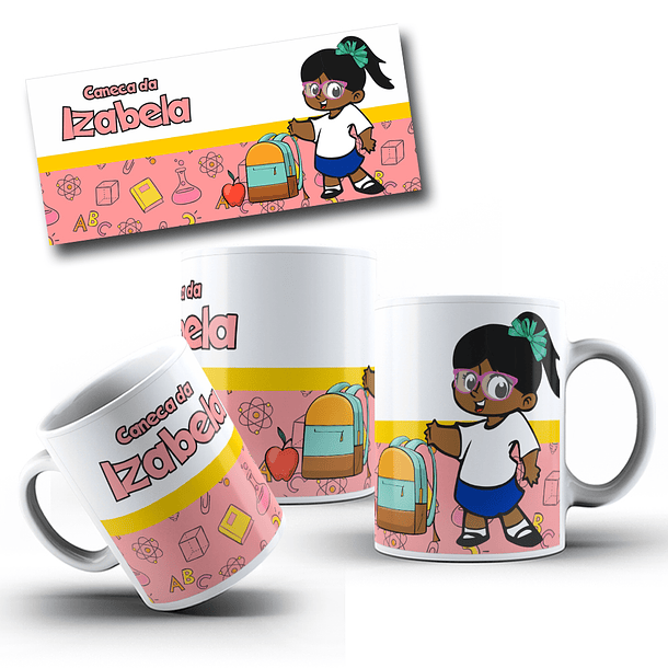 7 Artes para Caneca Mascotinhas Meninas Volta as Aulas Arquivo Editavél  6