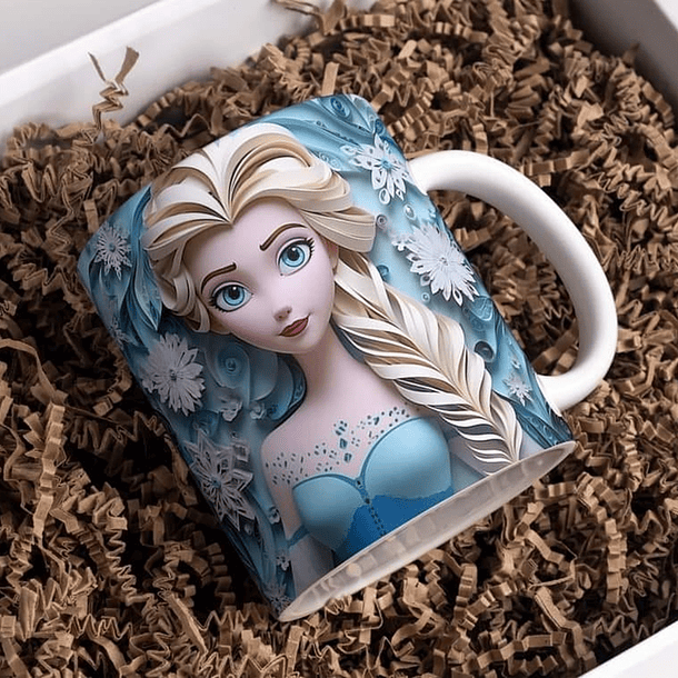 5 Artes para Caneca 3D Princesas da Disney Arquivo em Jpg 2