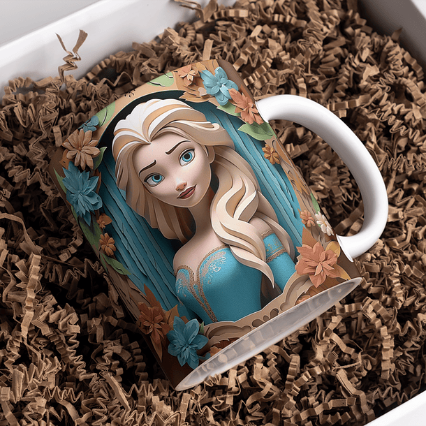 5 Artes para Caneca 3D Princesas da Disney Arquivo em Jpg 4