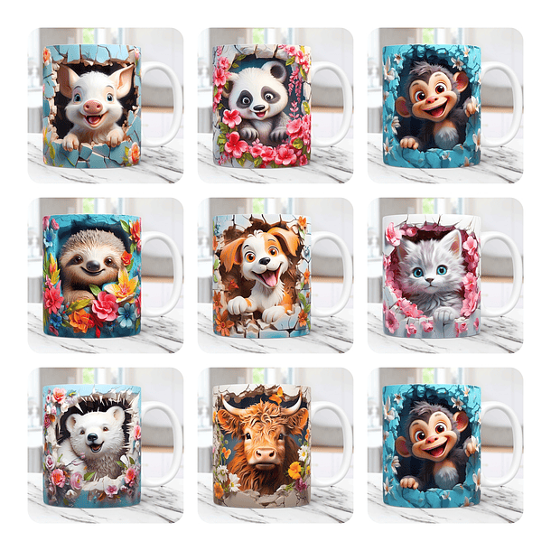 20 Artes Caneca Animal Animais Pet Love 3d Arquivos Png 1