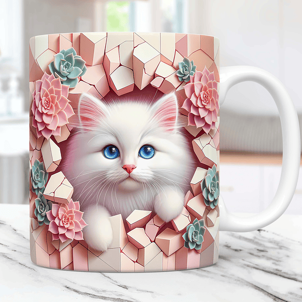 10 Artes Caneca Gato 3D Gatinhos Animal Animais Pet Love 3d Arquivos Png 3