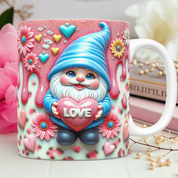 30 Artes para Caneca Dia dos Namorados 3D Gnomos Love 3d Arquivos Png 8