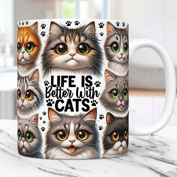 15 Artes Caneca Gato Cute Animal Animais Pet Love 3d Arquivos Png 5