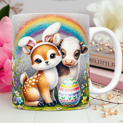 Arte Caneca Casal Animais Páscoa 3d Arquivo Png