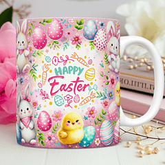 Arte Caneca Páscoa 3d Happy Easter Arquivo Png