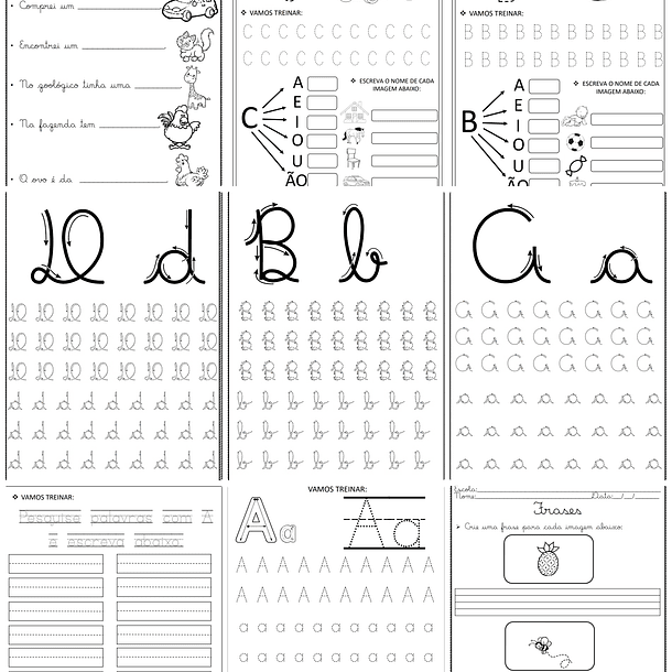 Atividade Escolar Caligrafia Letra Cursiva Script e Bastão Volta as aulas em Pdf 5