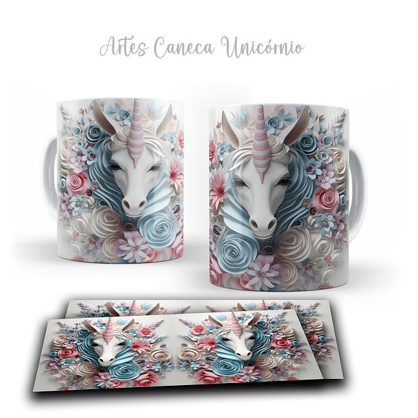 16 Artes para Caneca Unicornio 3d Arquivos em Jpg  12