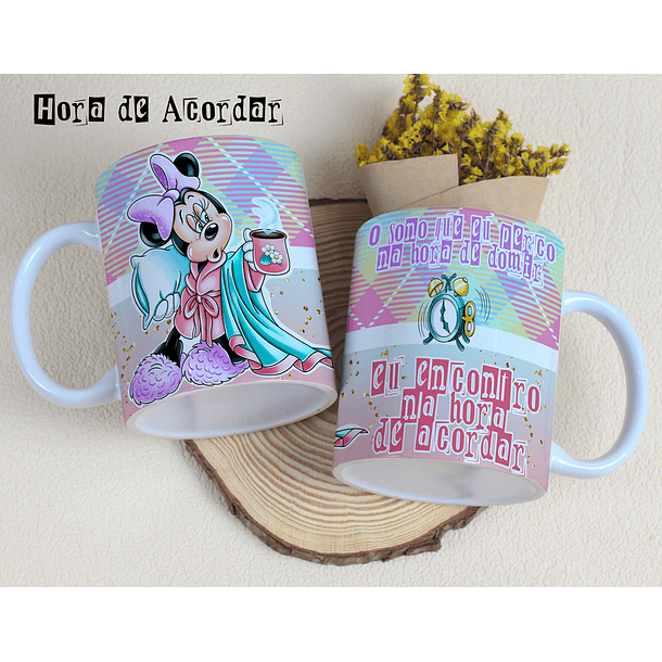 4 Artes para Caneca Hora de Acordar Disney Arquivos Editável 1