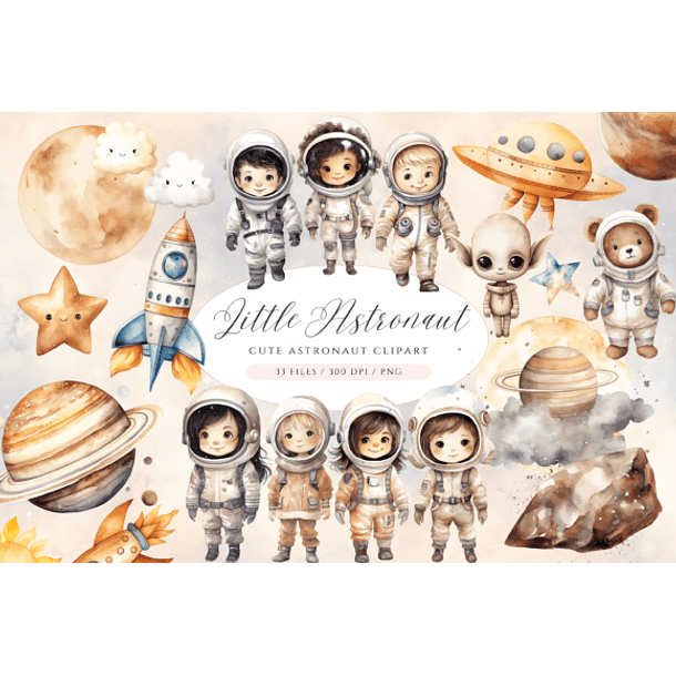 Kit Digital Mega Pacote Astronauta em Png 7