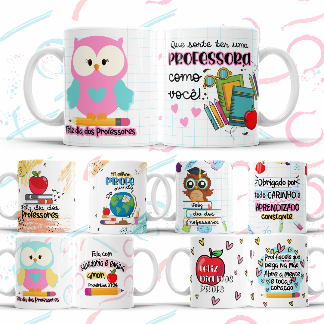 20 Arte para Caneca Camisa e Capa Agenda Dia dos Professores Arquivo Editável 3