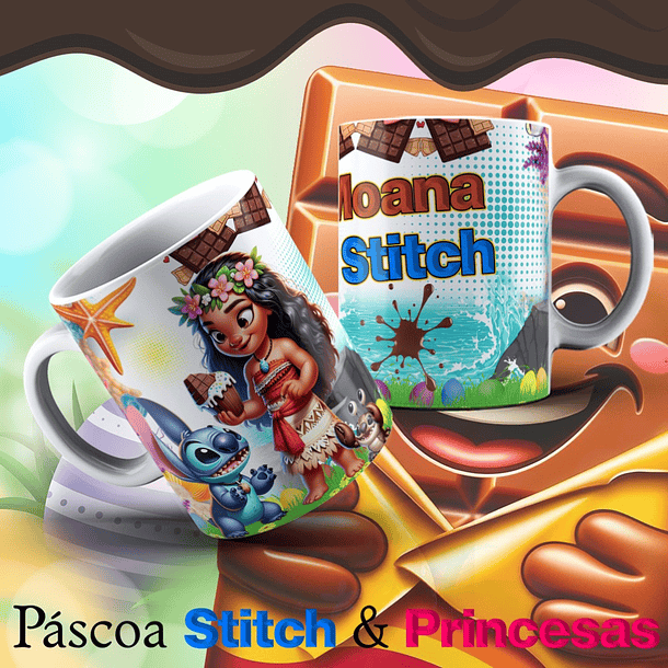 13 Arte para Caneca Páscoa Princesas e Stitch Arquivo Editável   9