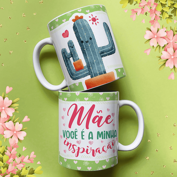 25 Artes para Caneca e Azulejo Dia das Mães Cactos Arquivo em Jpg  5