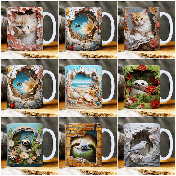 30 Artes para Caneca Animais 3d Arquivo em Jpg 2