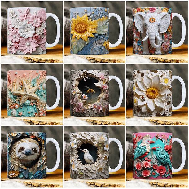 30 Artes para Caneca Animais 3d Arquivo em Jpg 9