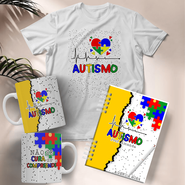 10 Arte para Caneca e Camisa Autismo Arquivo Editável 3