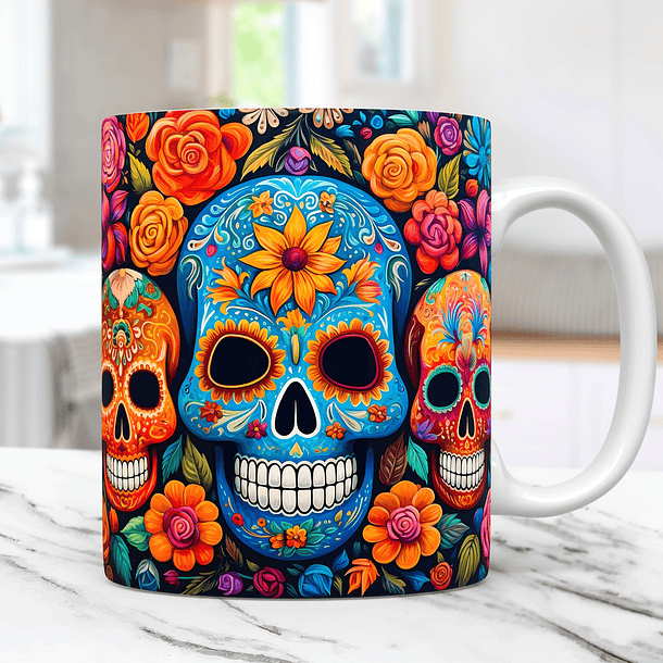 50 Artes Caneca Carveira Dia dos Mortos 3d Arquivos Png 5