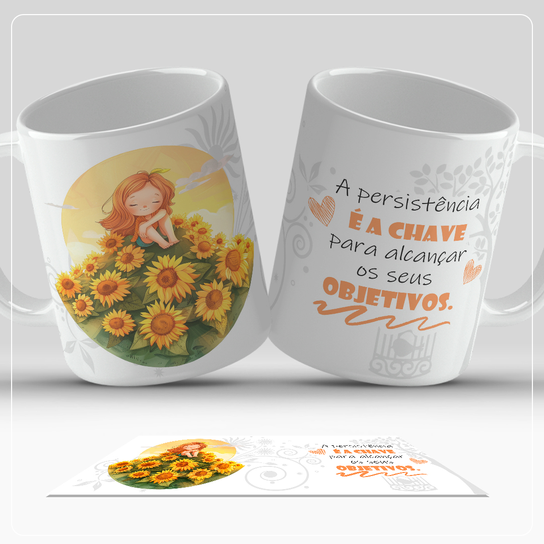 Arte Caneca A Persistência é a chave para Alcançar os seus Objetivos Arquivo em Jpg  1