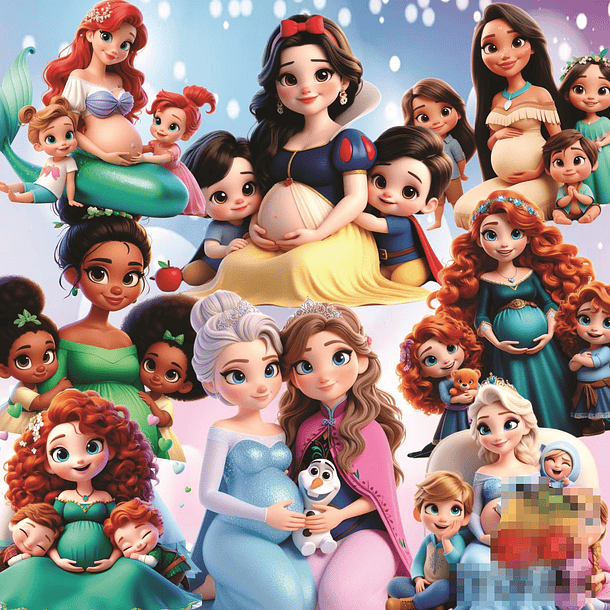 Kit Digital Princesas Dia das Mães em Png 3