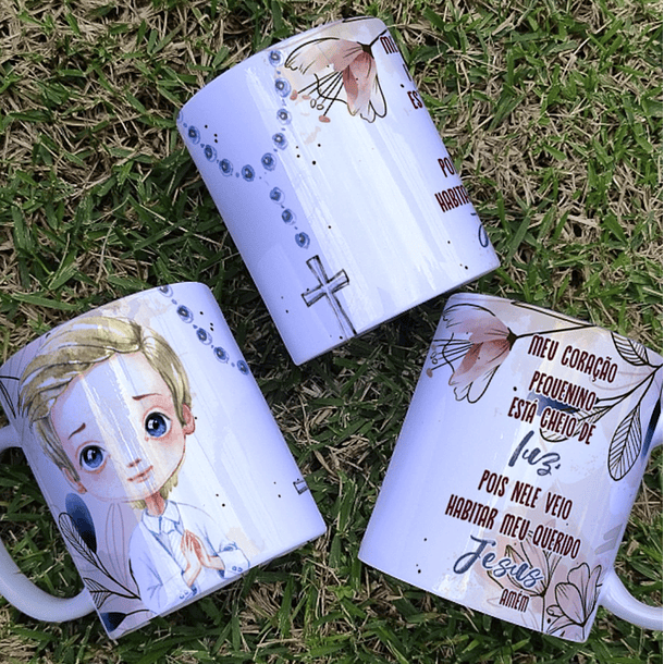 16 Artes para Caneca Primeira Eucaristia Menino e Menina Arquivo Editável 3