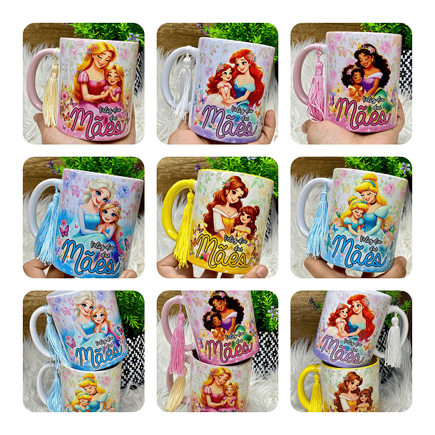 12 Artes Caneca Dia das Mães Princesas da Disney Arquivos em Jpg 2