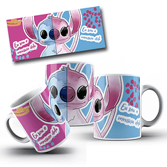 5 Artes para Caneca Dia dos Namorados Stitch e Angel Arquivo Editável 