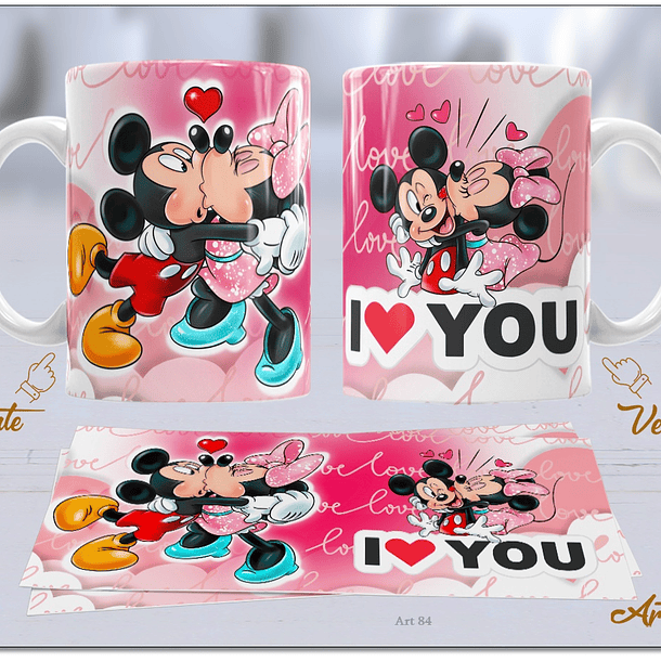 20 Artes para Caneca Dia dos Namorados Mickey e Minnie Arquivo Editável  7