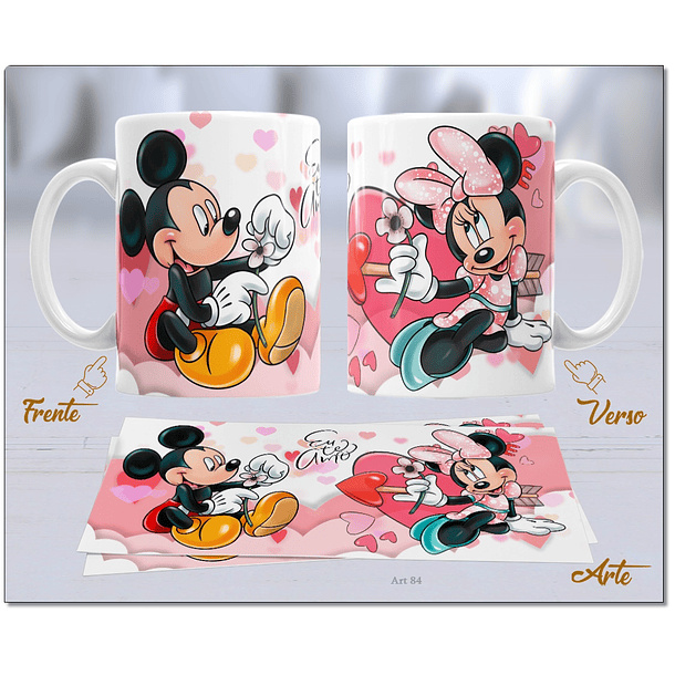 20 Artes para Caneca Dia dos Namorados Mickey e Minnie Arquivo Editável  8