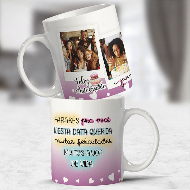 10 Artes para Caneca Feliz Aniversário com Foto Arquivo Editável  1