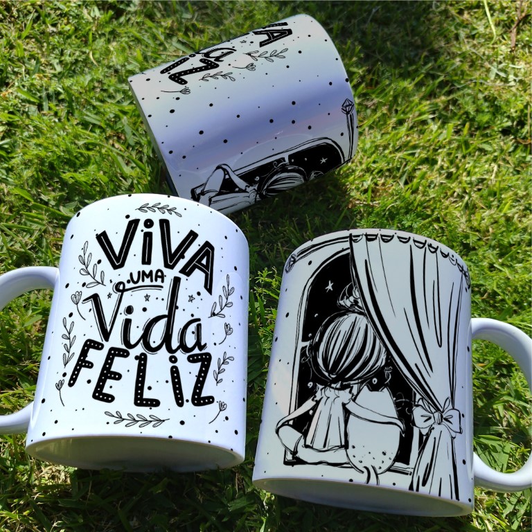 4 Artes Caneca Garotas Frases Arquivo Editável 1