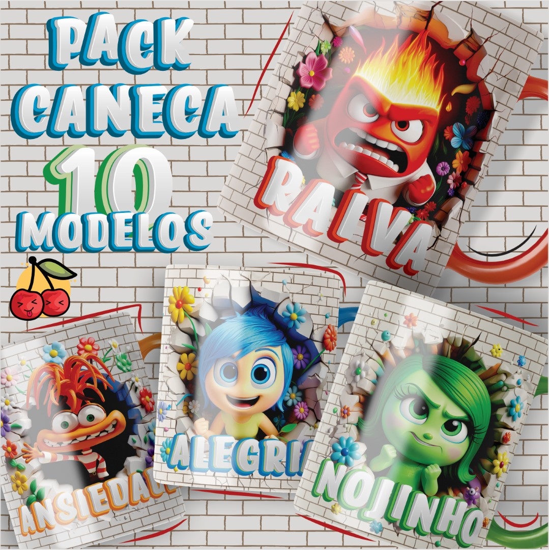 10 Artes para Caneca Divertidamente 3d Arquivo em Png 1