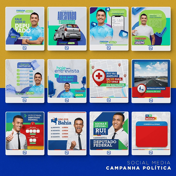 Pack 1.100 Artes Campanha Eleitoral Eleições Políticas Editáveis Photoshop + Bônus 15