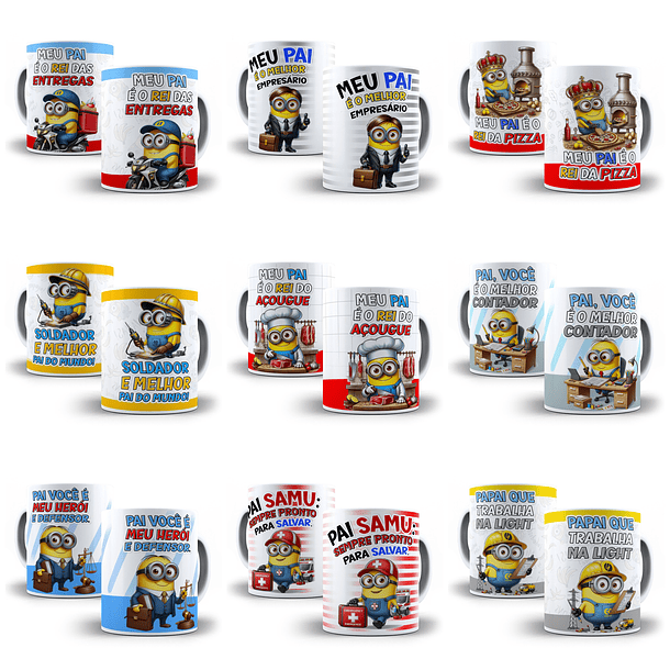 31 Artes para Caneca Minions Profissões Dia dos Pais Arquivo em Jpg 1