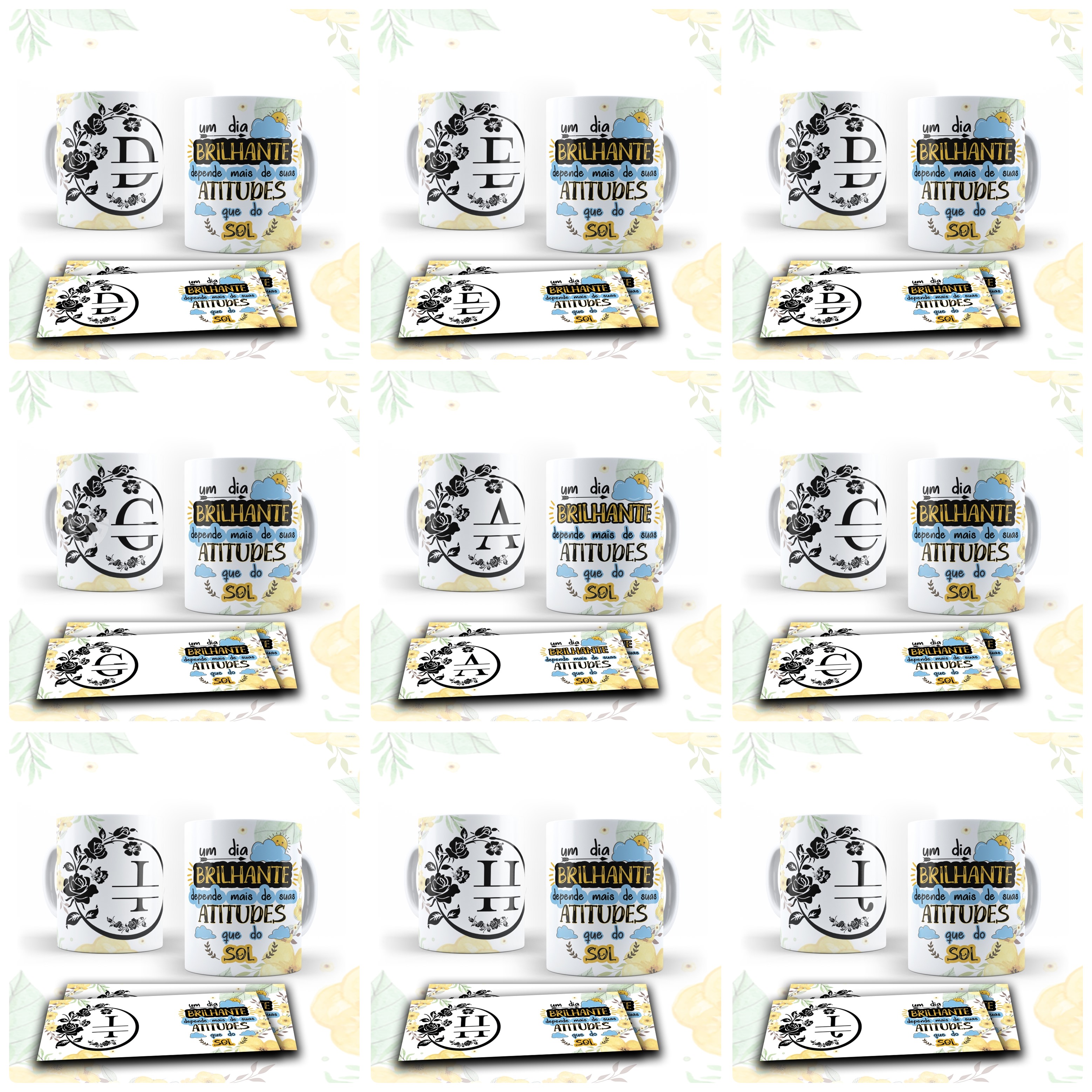 26 Artes para Canecas Alfabeto Atitude Arquivo em CorelDraw 1