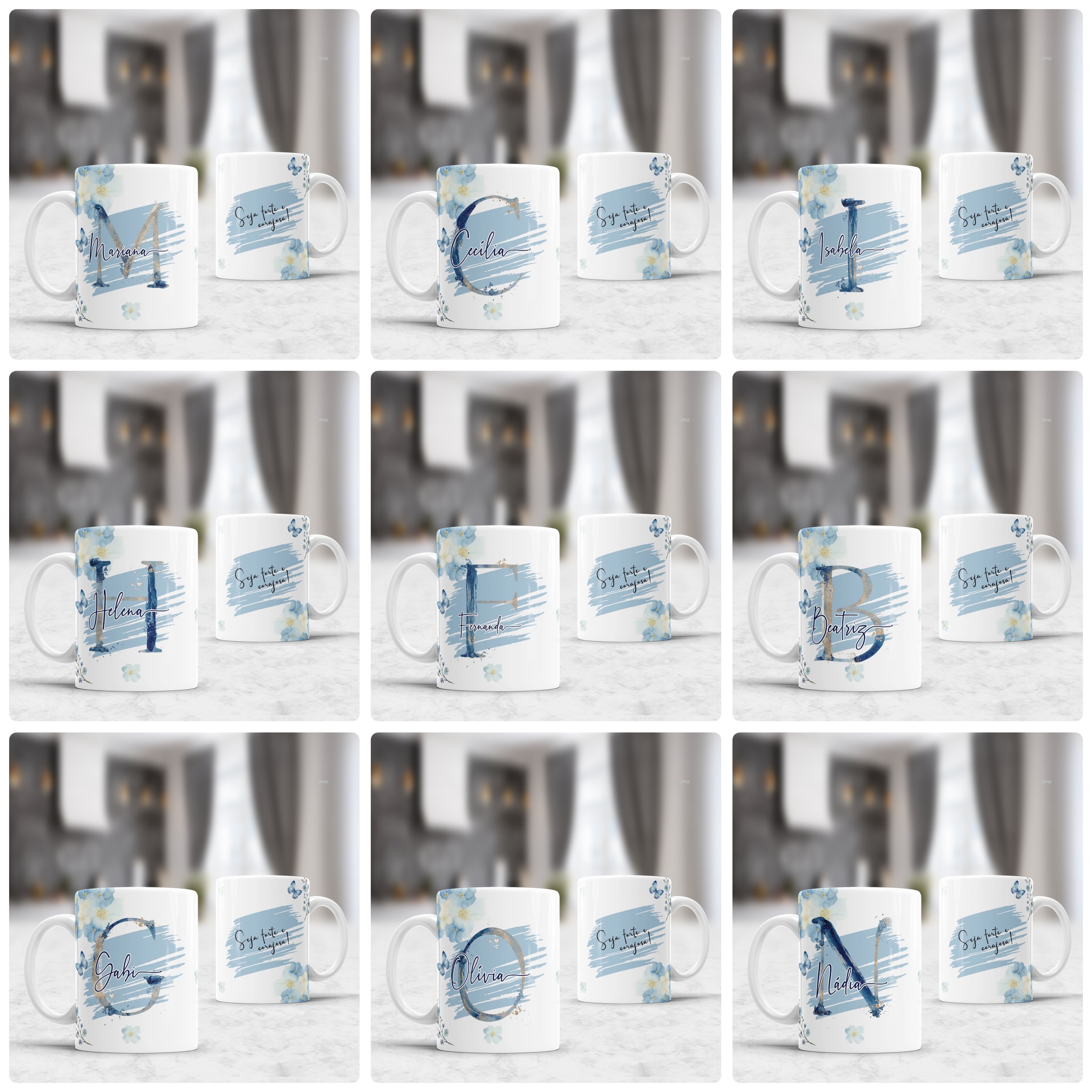 26 Artes para Canecas Alfabeto Azul Arquivo em CorelDraw  1